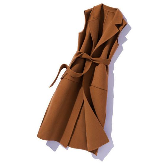 Vesta Femei Guler Rever Fără Mâneci Cardigan Cusătură Deschisă Talie Strânsă Curea pentru Păstrarea Căldurii Largă Groasă Vestă de Iarnă pentru Doamne pentru Dating