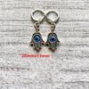Vintage Silver Color Spiritual Protective Hamsa Hand & Blue Evil Eye Pendant Dangle Earrings for Women