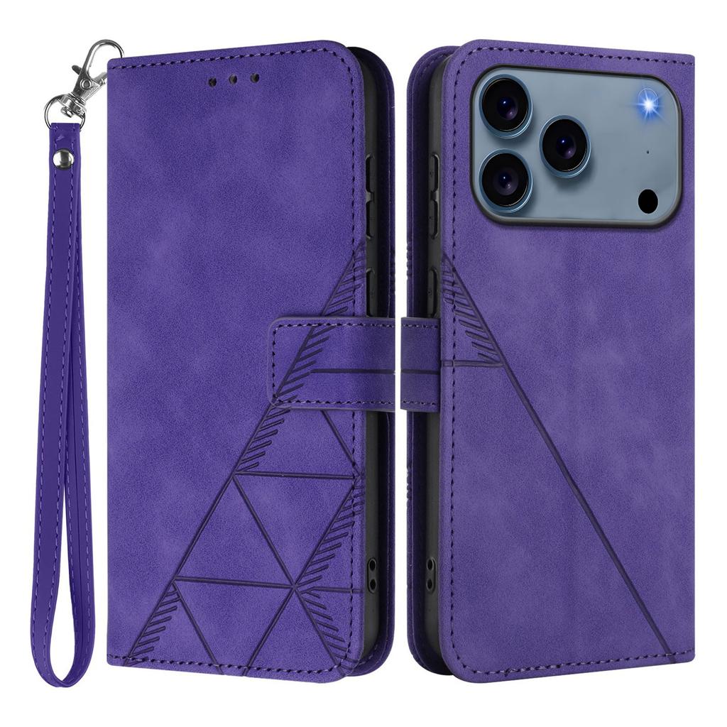For iPhone 17 Pro Leather Case with Hand Strap Wallet Stand Phone Cover