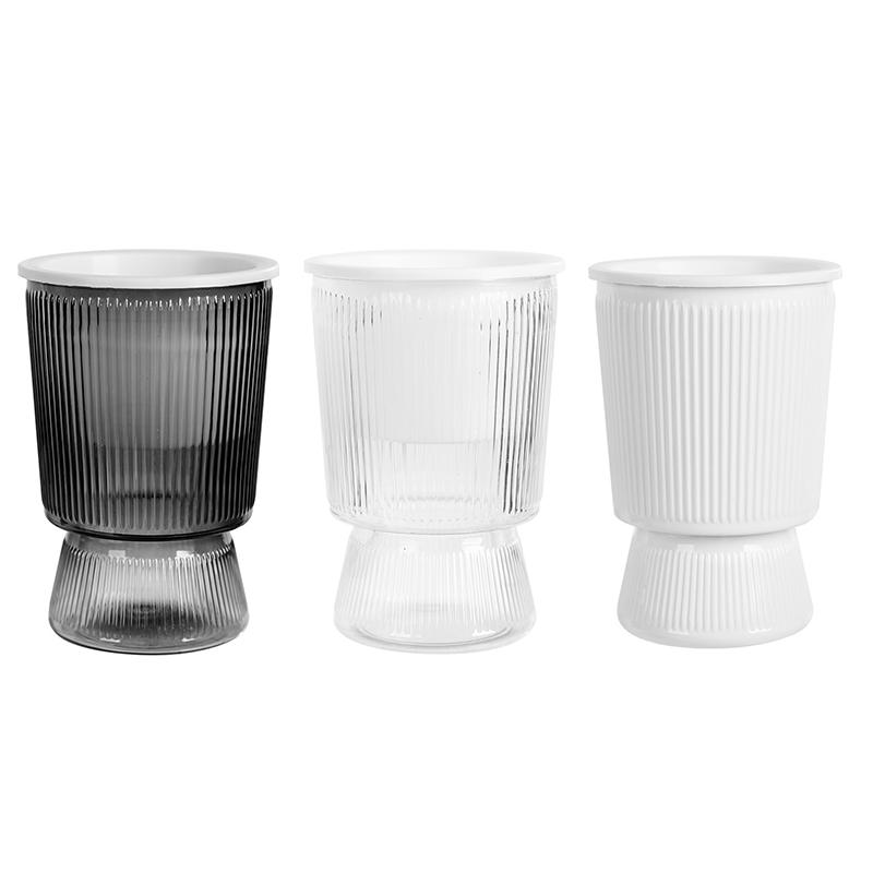 Mini Självvattnande Blomkruka Akvarium Transparent Plast Växtkrukor Självvattnande Planteringskruka Vas För Hemdekoration