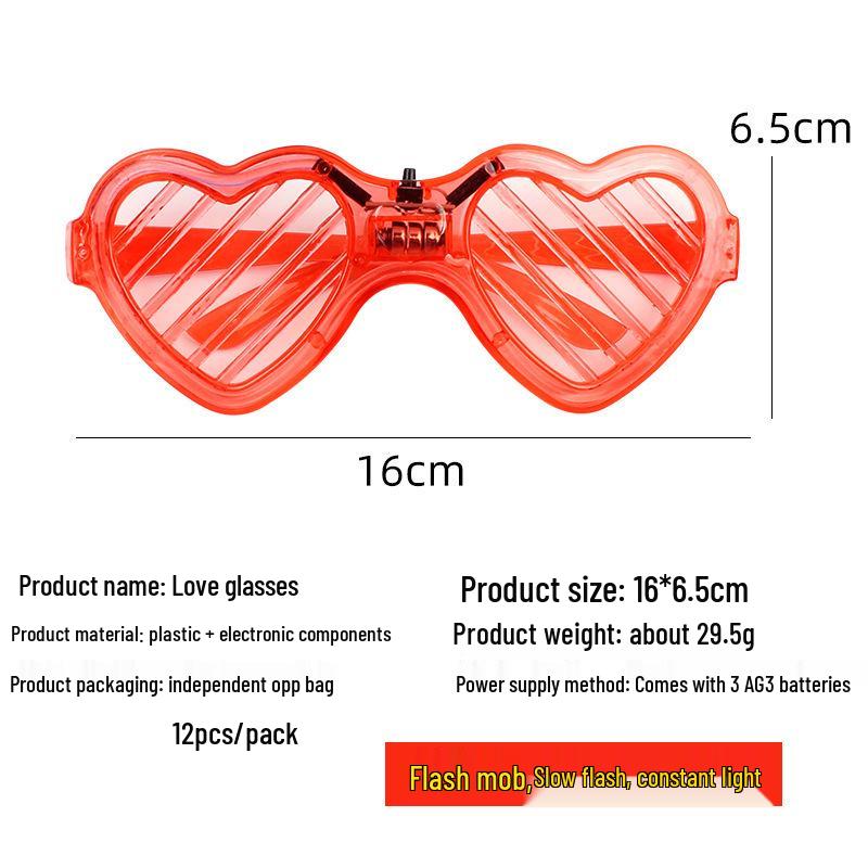 Heart-Shaped LED Glasses - Luminous Fluorescent Light-Up Toy for Kids and Events