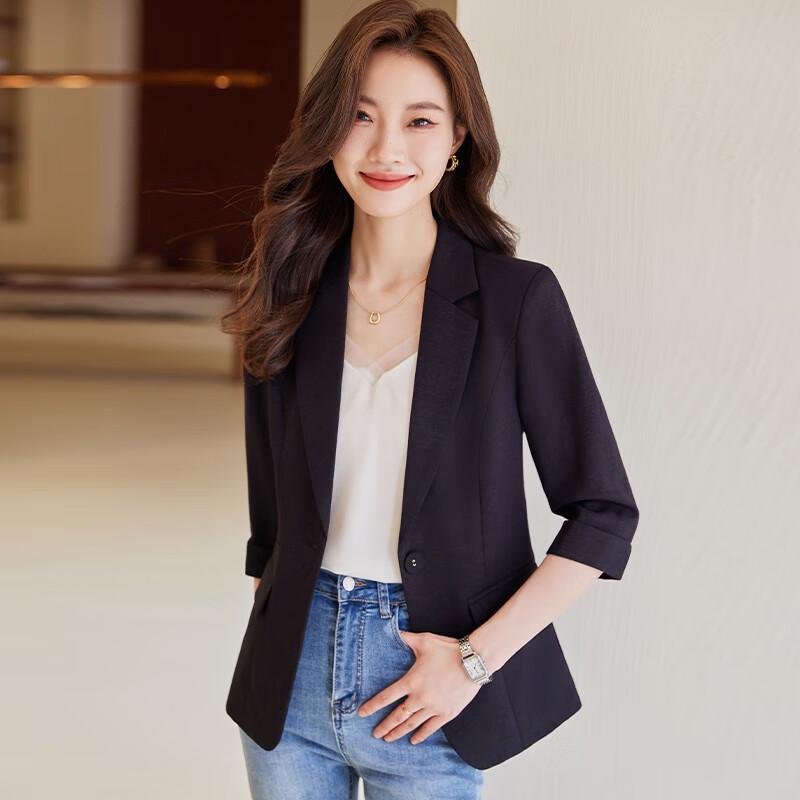 

Women s Summer Mid-Sleeve Blazer Jacket L