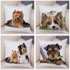 Cute Pet Animal Cushion Cover MINI Yorkshire Dog Polyester Pillowcase Decorative  Print  for Sofa Home Ca