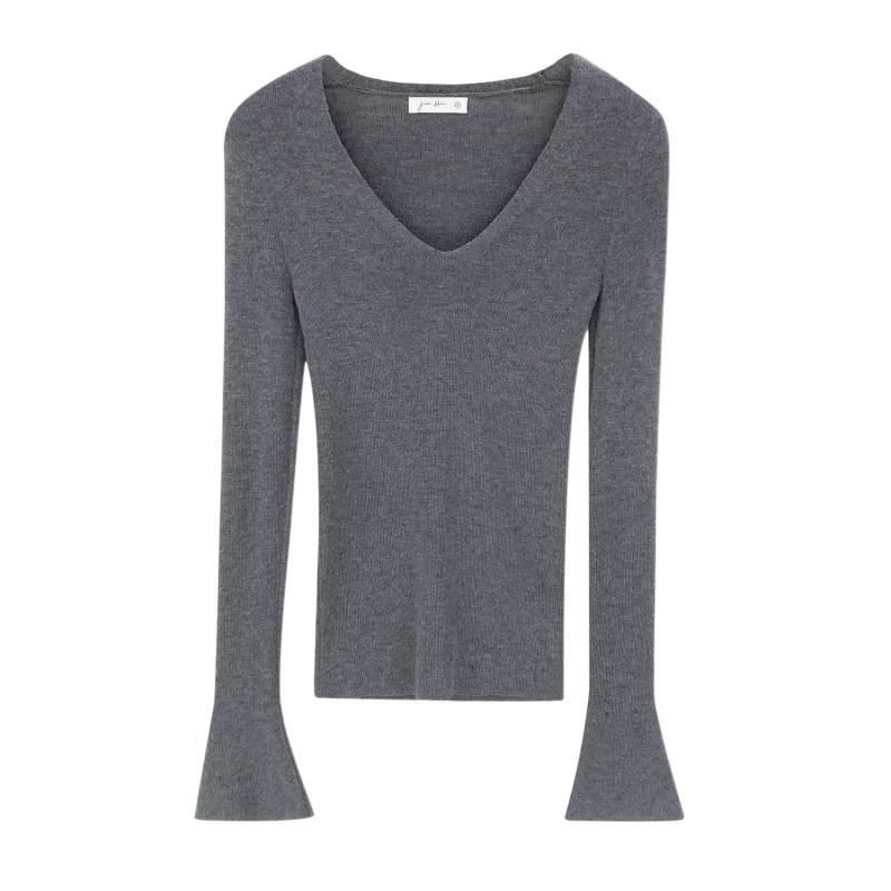 Women's Autumn 2025 Slimming Korean V-neck Knit Top