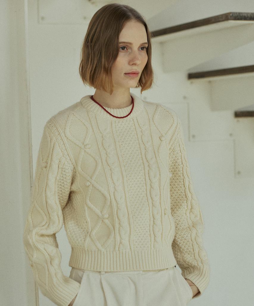 YUPPE Bell Cable Knit_Cream