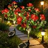 Red Azalea Flower Solar Powered Flower Stake Lights Pathway Decor Outdoor Pathway Lights