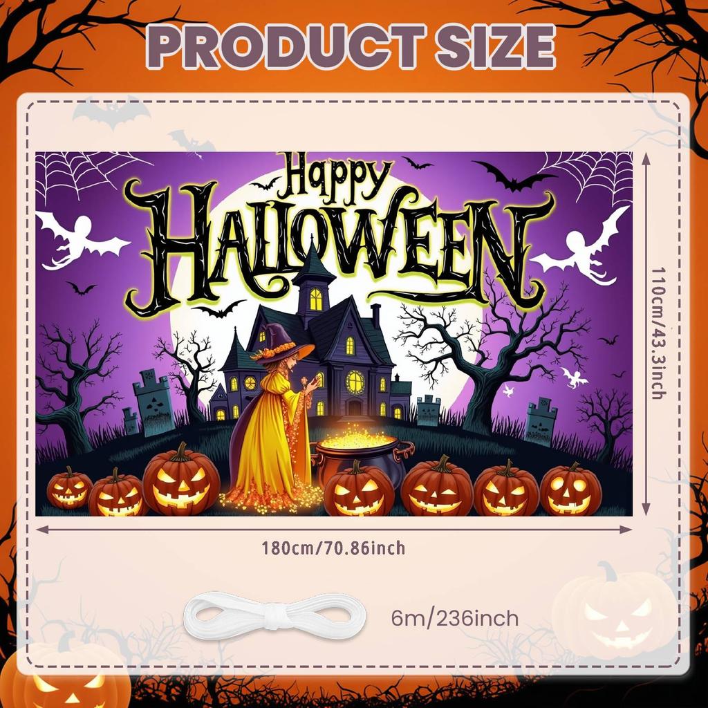 Spooky Decoration Gothic House Halloween Party Banner Photo Prop Material Haunted House Banner For Photo Shoot Costume Party