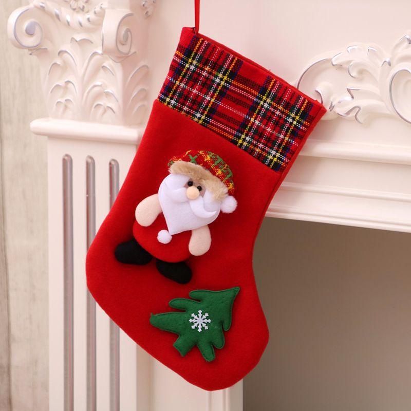 Christmas Christmas Stocking Christmas Decorations Stocking Christmas Gift Bag Medium Size Plush Three-dimensional Christmas Stocking Pendant