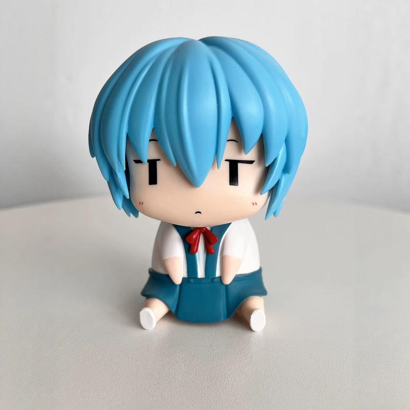 New Shikinami  Ayanami Rei  Makinami Sitting Posture Q Version Doll Hand-Made Adorkable Figure Car-Mounted Desktop Ornament Gift