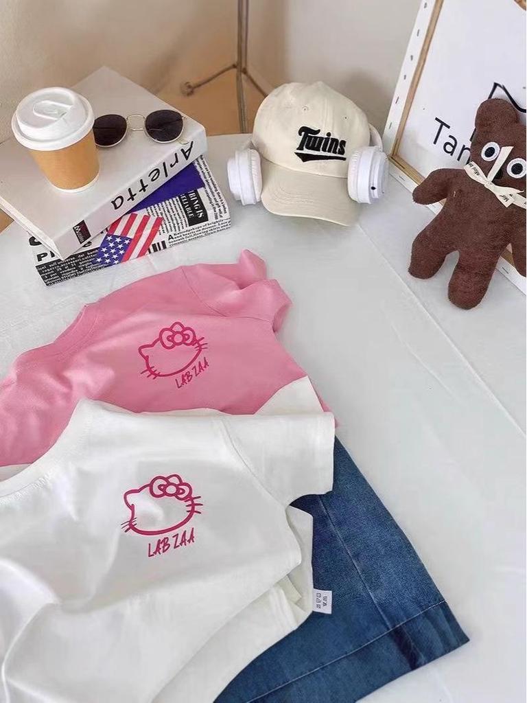 2025 Uroczy Anime Kreskówkowy Krótki Rękaw dla Dziewcząt T-shirt - Stylowy & Luźny Krój