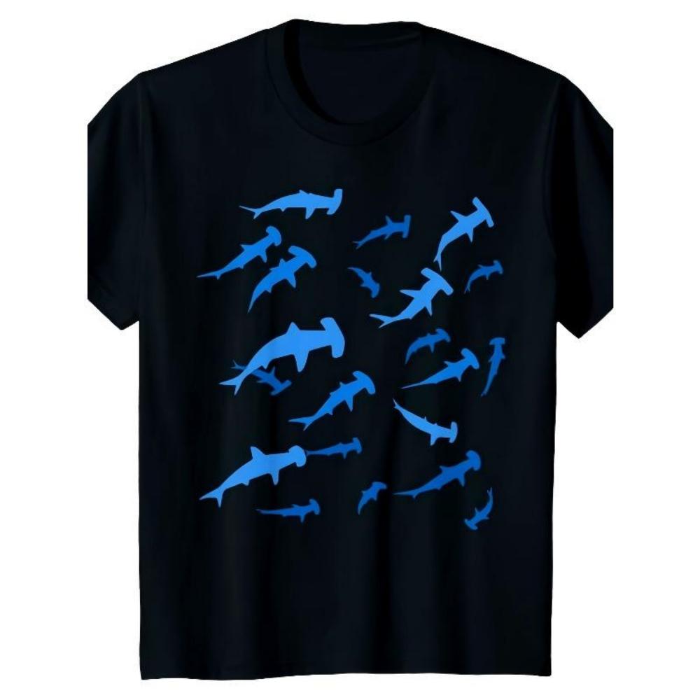 

European Sizes Men s & Kids (for All Intents & Purposes) Hammerhead Shark T-Shirt - Retro Short Sleeve Tee with Shark Graphic S чёрный