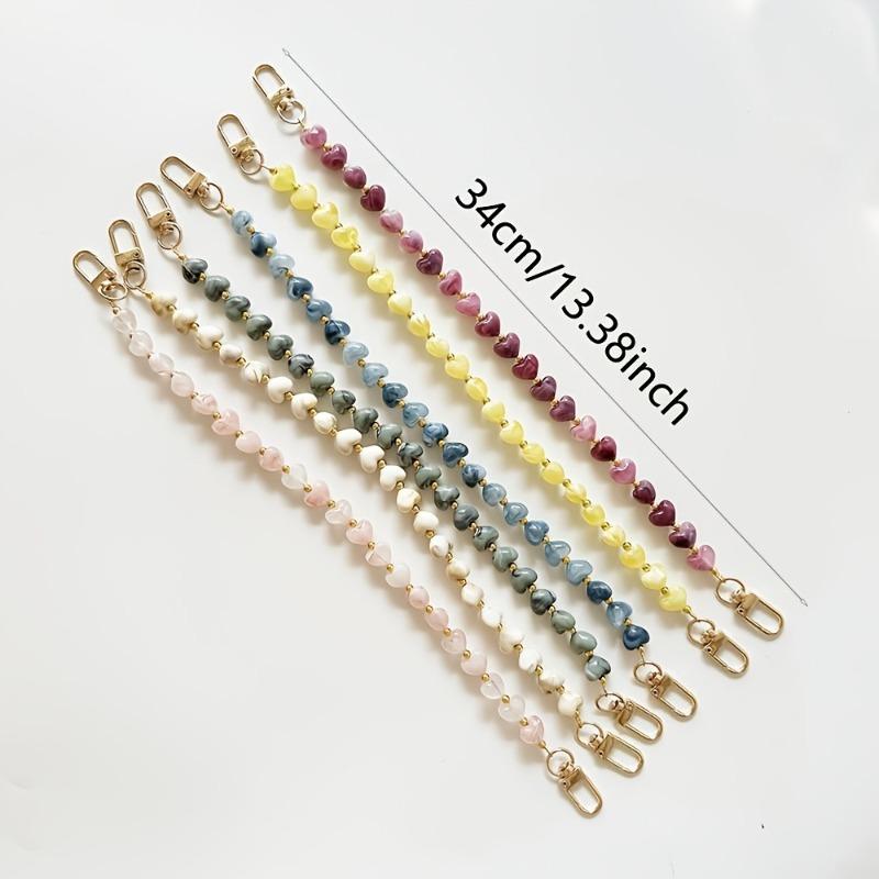 Fashion Acrylic Mobile Phone Chain Love Heart Pendant Beaded Telephone Lanyard Cellphone Hanging Rope For Women Jewelry 1