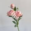 Artificial Flowers 3-Headed French Rose Realistic False Flowers Indoor Outdoor Decoration Wedding Garden Event Photography Props