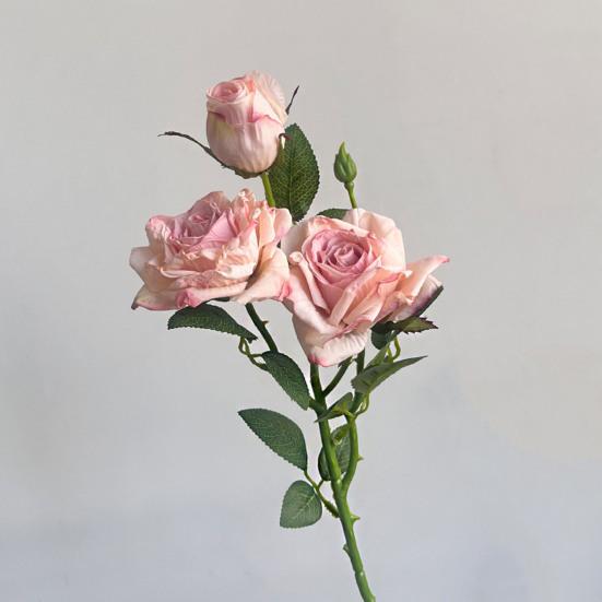 Artificial Flowers 3-Headed French Rose Realistic False Flowers Indoor Outdoor Decoration Wedding Garden Event Photography Props
