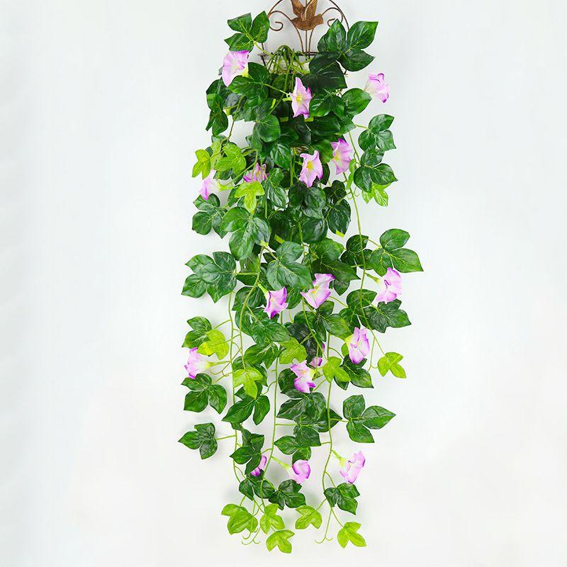 Lifelike Hanging Basket Artificial Flower Morning Glory Vine For Stunning Home Wall Decor