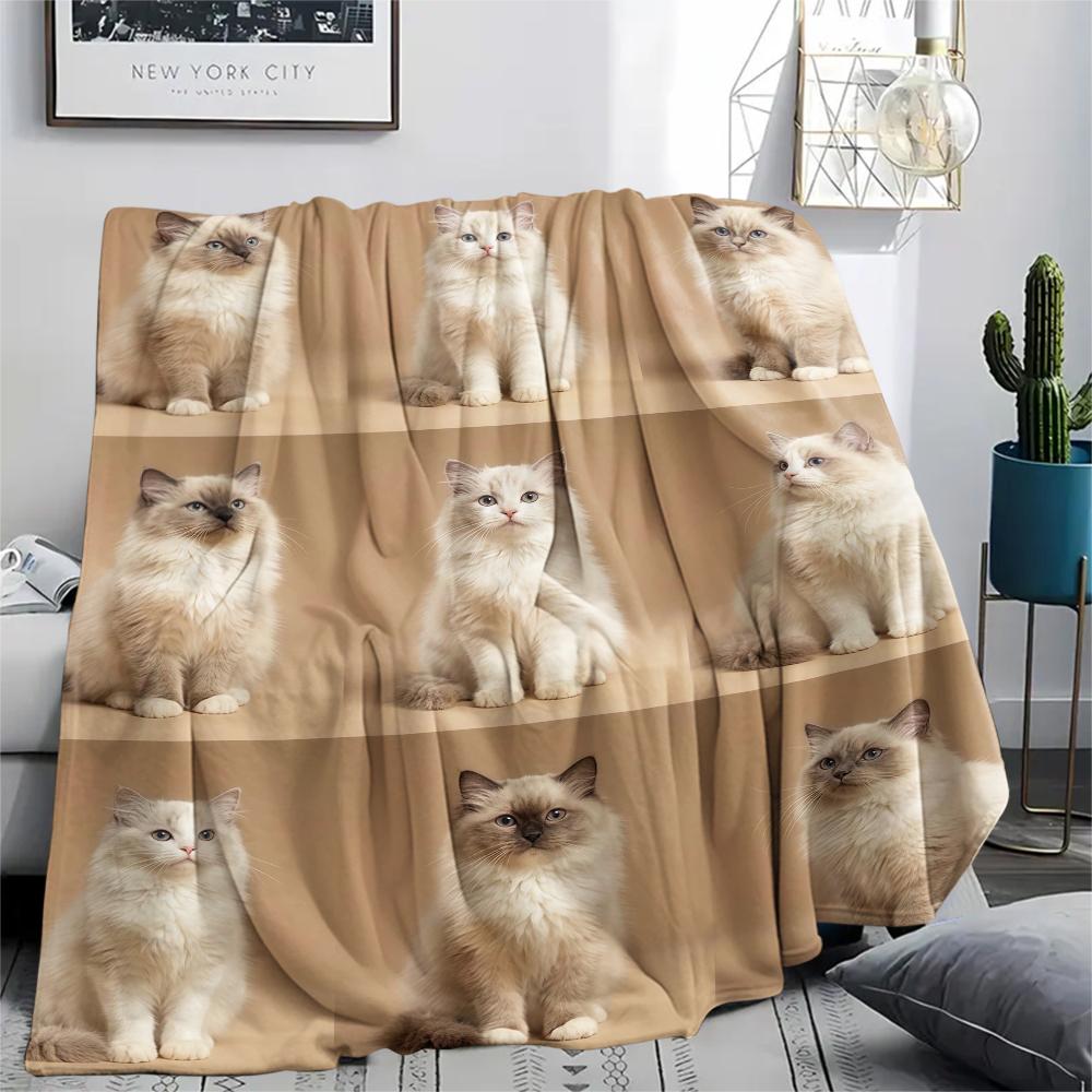 Cute puppy and kitten ID photoPrint Flannel Blanket,High quality Comfortable for All Seasons,Home Decor,Warmth and Comfort,Perfect for Christmas Gifts