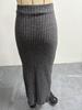 2025 High-Waisted Knit Skirt with Side Slit - Autumn/Winter European & American Style for Women