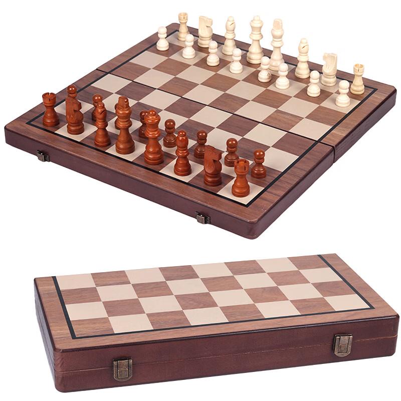 Brangdy Wooden Magnetic Foldable Chess & Checkers Set