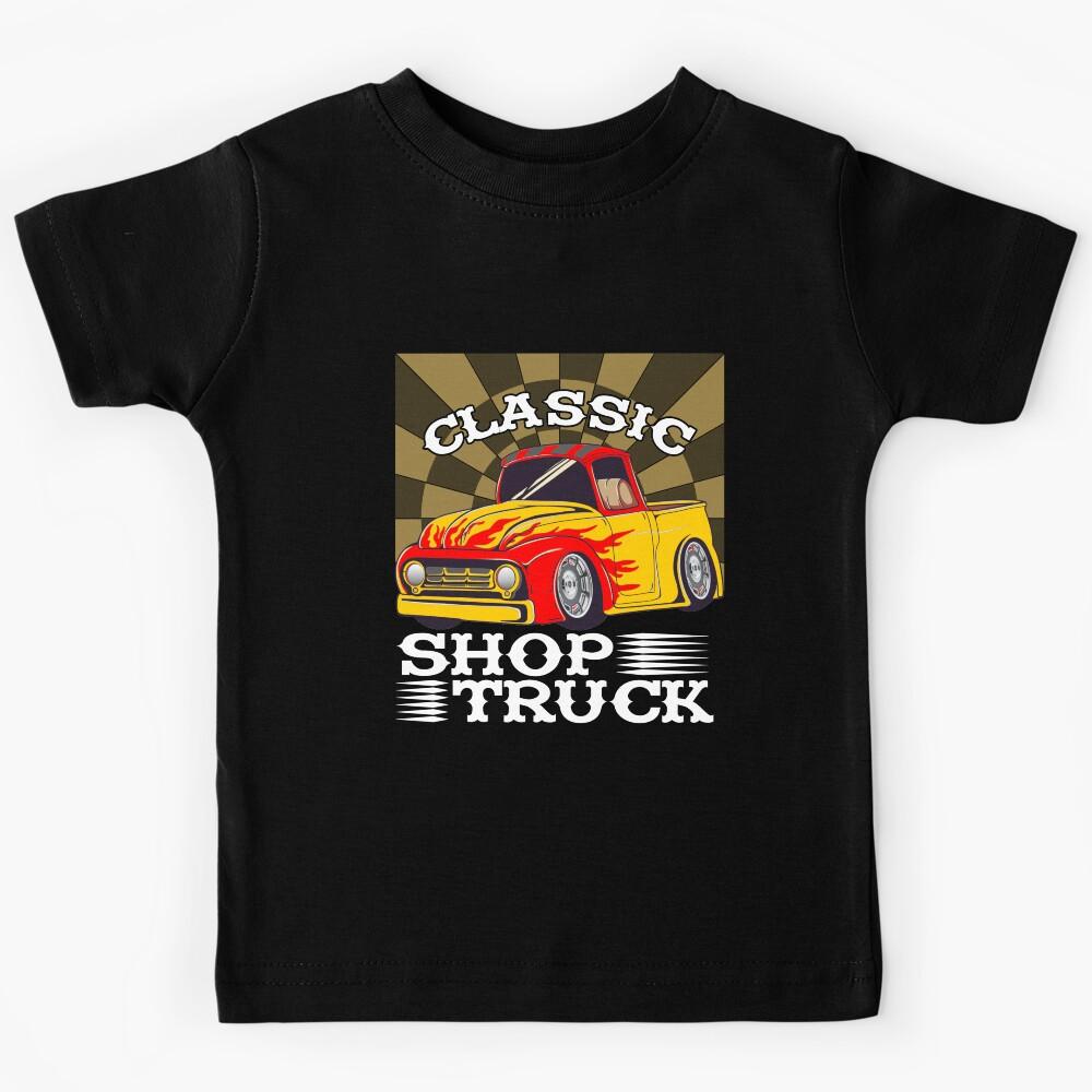 Classic Pickup Truck Customized Vintage Shop Truck Street Rod Flag Kids T-Shirt 100