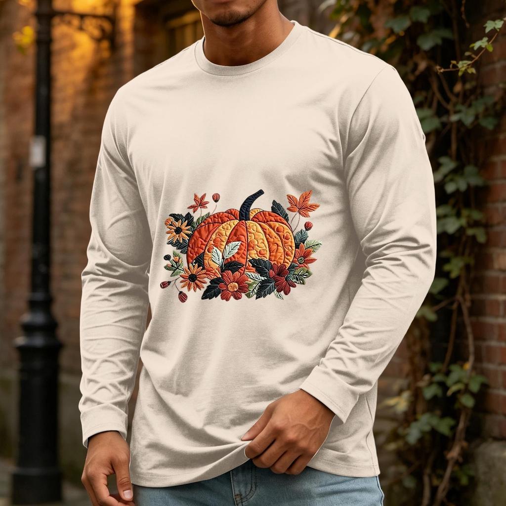 Men's Casual Long Sleeve Neck T-Shirt for Halloween