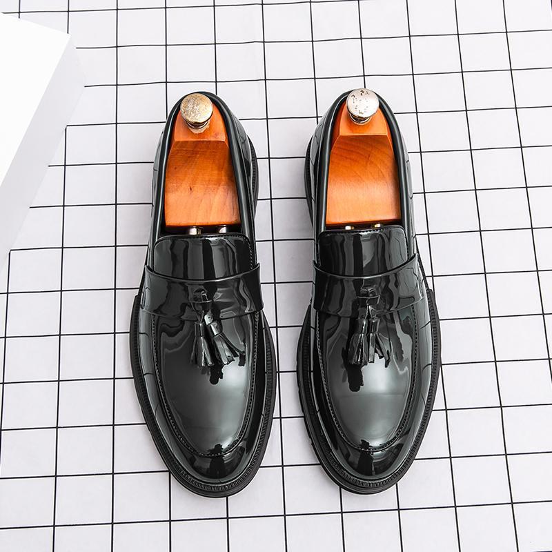 Men's Leather Cross-Strap Tassel Loafers: Pointed Toe Formal & Casual Versatile Shoes In Large Sizes