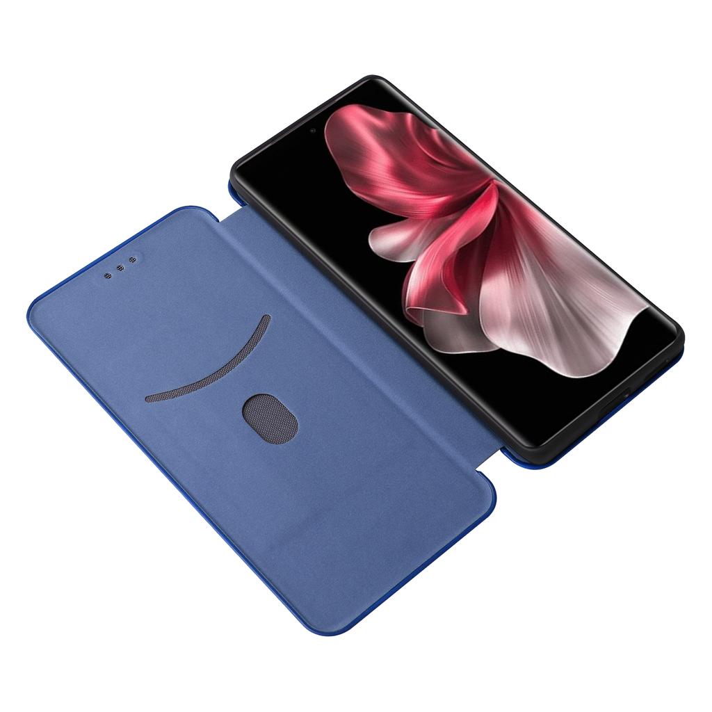 Pro vivo V30e 5G pouzdro Sloty pro karty Stojánek Kožený kryt s texturou z uhlíkových vláken