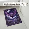 Gothic Bat Moon Theme Soft Crystal Velvet Rug Custom Name & Text Print Non Slip Floor Rug for Bedroom Living Room