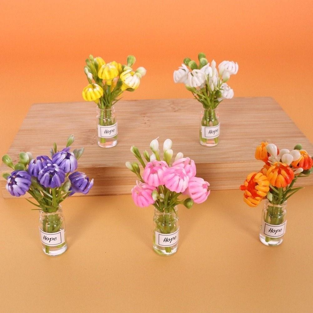 4cm/1.1*5cm Plastic Simulation Vase Green Plant Potted Vase Miniature Dollhouse Decorations
