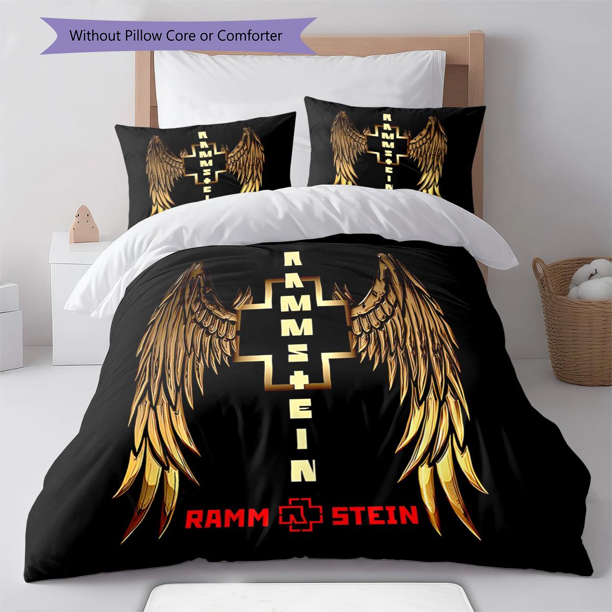 

Rammstein Germamy band Pattern Bedding Quilt Set Quilt Cover Pillowcase Home Decoration Birthday Gift (1 * duvet cover + 5 * pillowcase, without core) 135x200cm