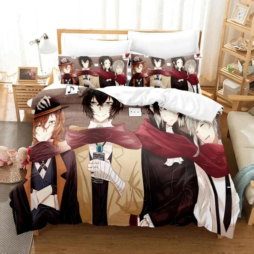 Comforter Anime Dazai Bungo Stray Dogs Bedding Set Boys Girls Twin Queen Size Bed Kids Adult Home Textile