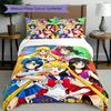 3'lü Nevresim Takımı (1*Nevresim Kılıfı + 2*Yastık Kılıfı, Çekirdeksiz), Sailor Moon Baskılı Nevresim Takımı, Yatak Odası Dekorasyonu, Dört Mevsim, Doğum Günü Hediyesi