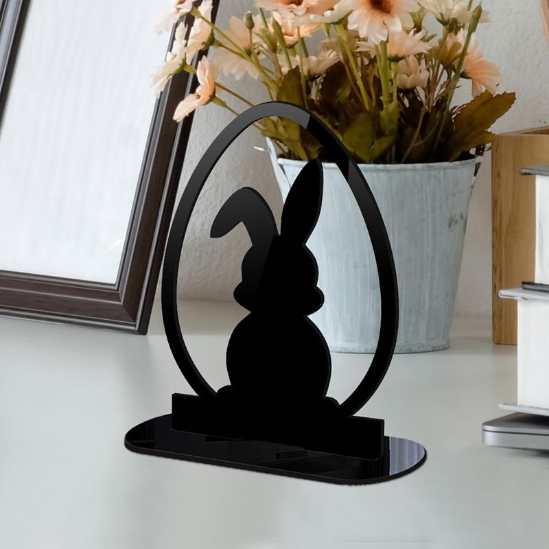 DIY Party Decoration Supplies Egg Easter Rabbit Black Acrylic Table Ornament Hollow Out