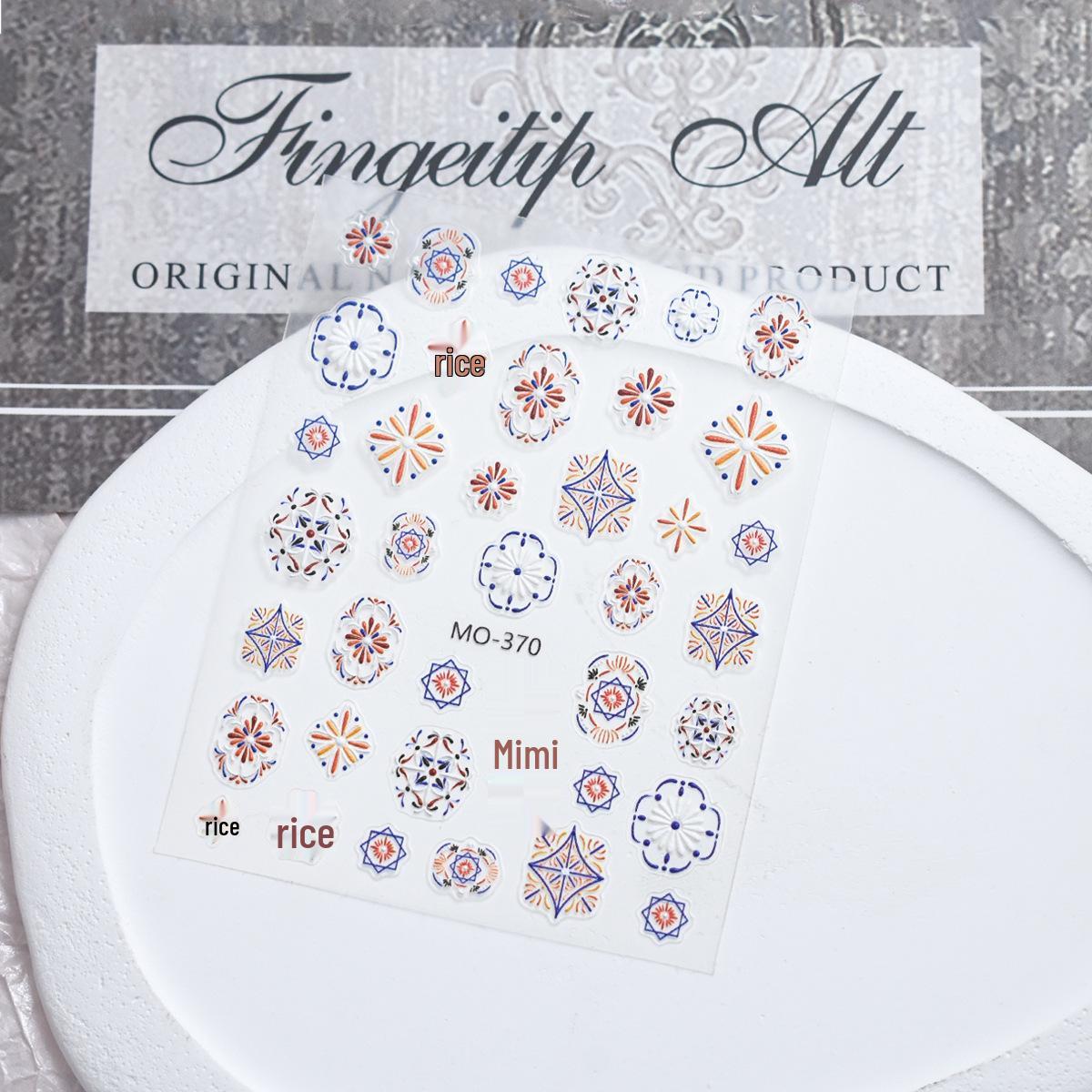 

Boho Embossed 5D Nail Stickers: Colorful, Self-Adhesive, Small Pattern Decals