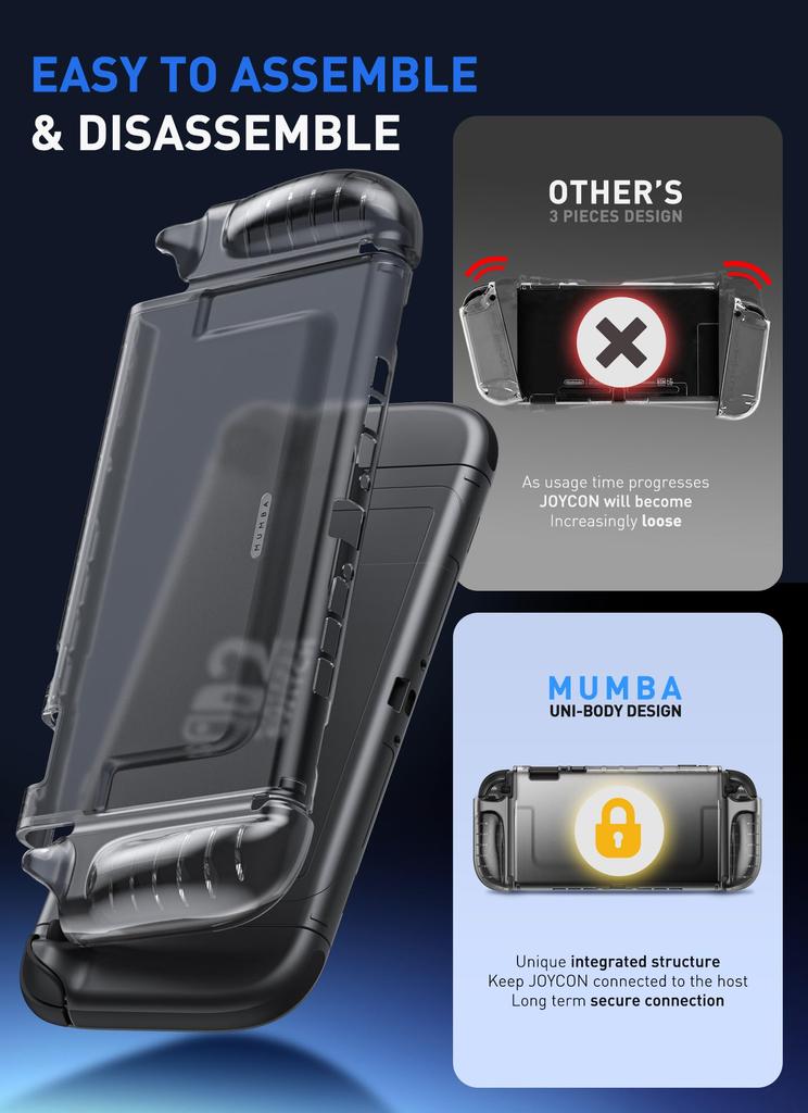Mumba Clear Case for Nintendo Switch 2 Crystal Protective Clear Cover with Design and TPU Compatible with Nintendo Switch 2 Console (2025) -