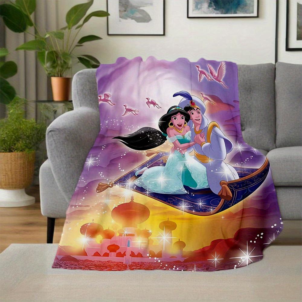 1pc, Disney Aladdin and Princess Jasmine Blanket Home Decorative Throw Blanket for All Seasons, Living Room, Travel, Camping, Car Blankets