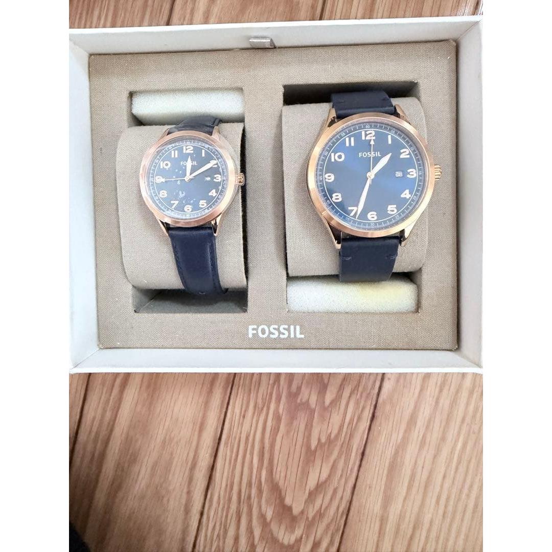 Used FOSSIL Pair Watch Navy Rose Gold