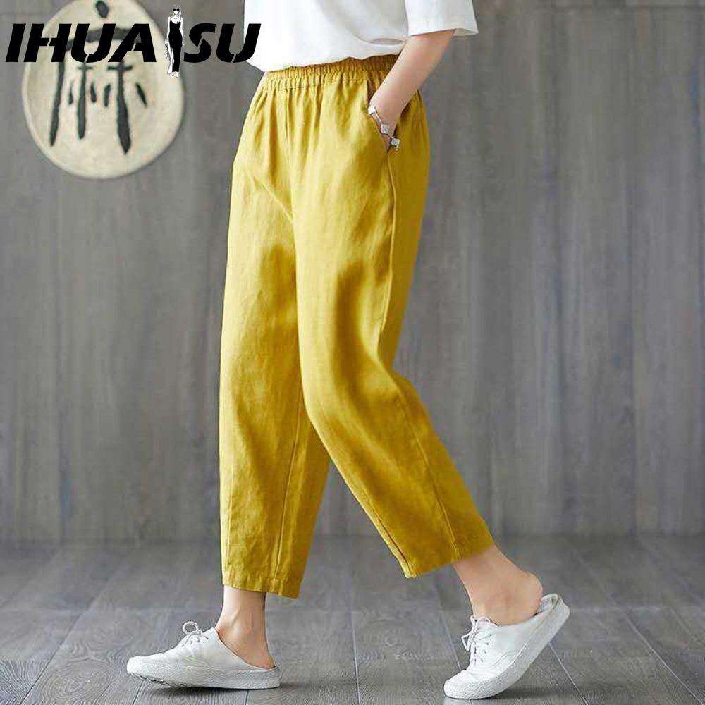 

IHUASU Women s Fashion Casual Solid Color Print Pants & Capris XXXXL жёлтый