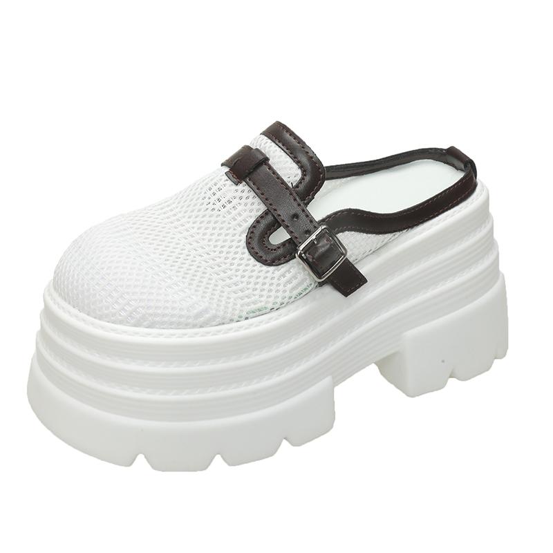 Fashion 10CM Women High Heels Chunky Sneakers New Summer Females Buckle Platform Slippers Wedge Sandals Slides Shoes Zandalias De Mujer