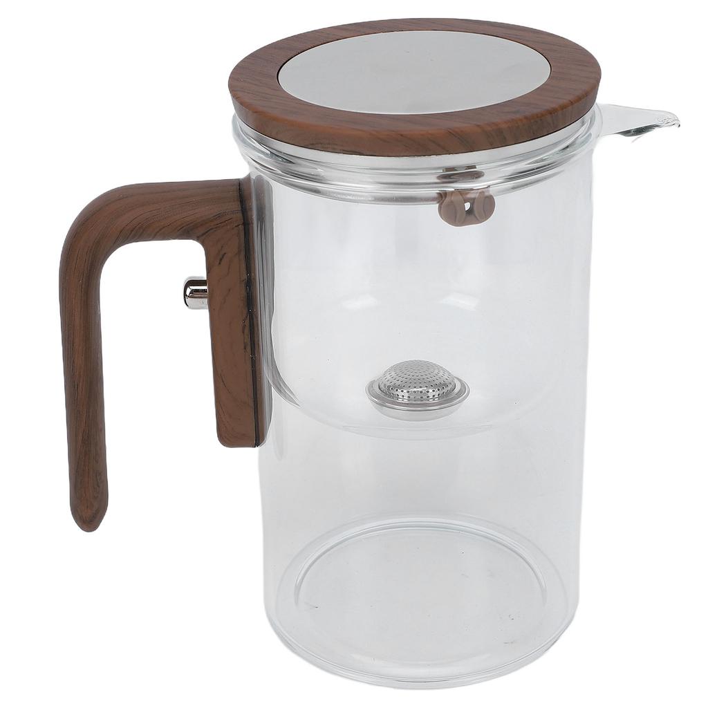 Glass Teapot with Strainer 600ml Magnetic Water Separation Tea Pot with Wooden Handle 2 Cups for Home Restaurant