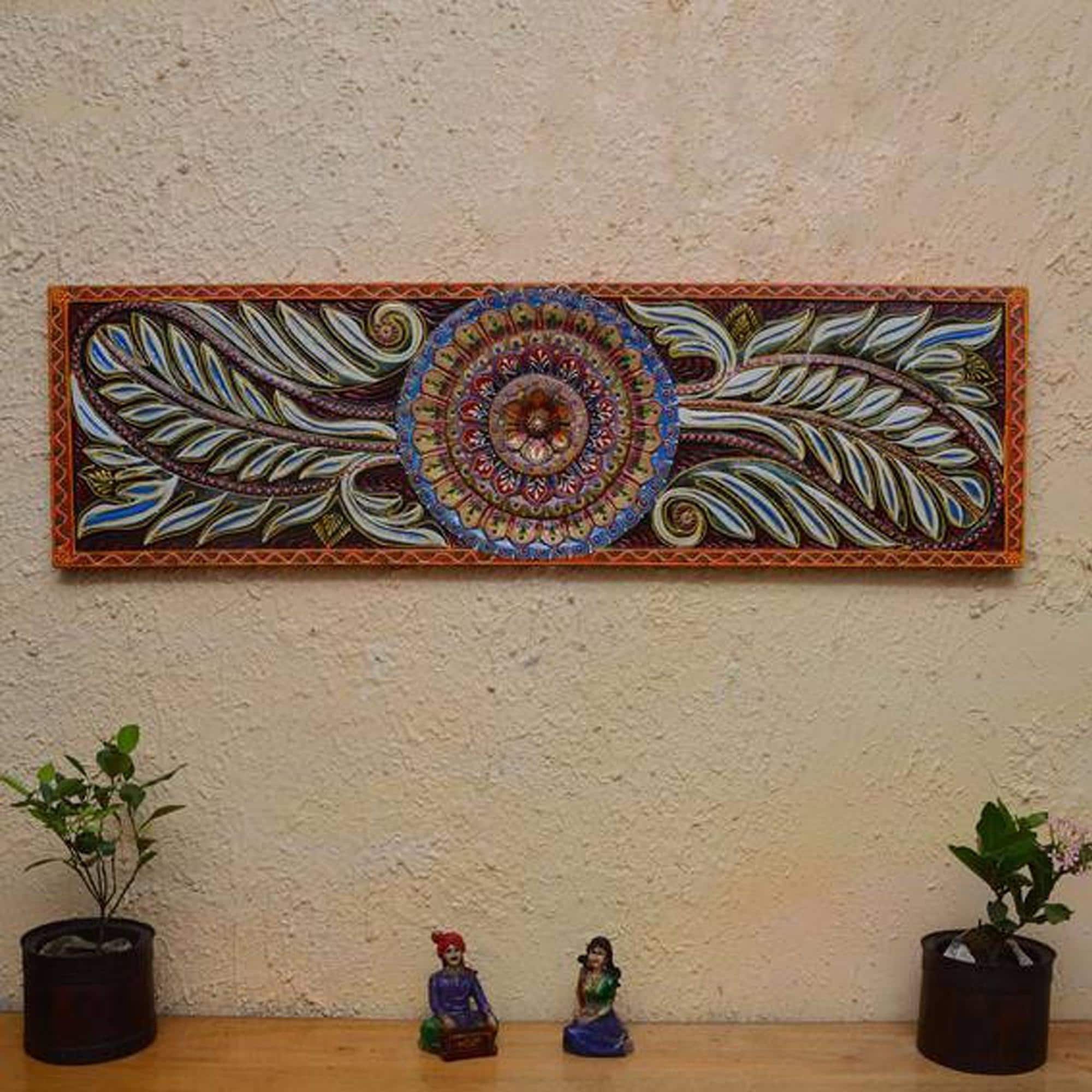 Handcrafted Wooden Wall Panel: Antique Finish Folk Art 16” X 8” X 24” (l x w x h) разноцветный