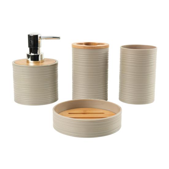 4Pcs/Set Bathroom Toiletry Set Soap Dispenser Toothbrush Holder Soap Dish Plastic Bamboo Bath Accessories