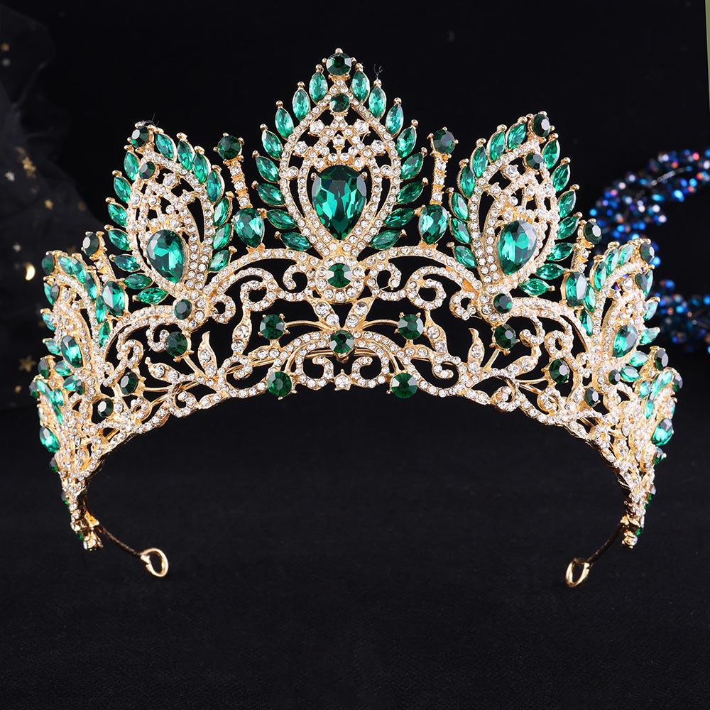 DIEZI Baroque Opal Crystal Flower Tiara For Women Girls Party Luxury Bridal Bride Rhinestone Crown Hair Accessories Jewelry