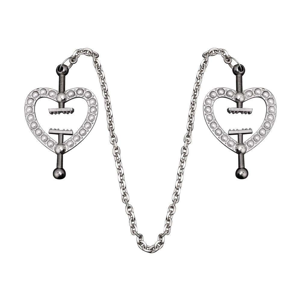 QKKQ Heart Shaped Nipple Clamps Metal Breast Clips Romantic BDSM Nipple Clamps Breast Bondage Sex Toys for Women Men