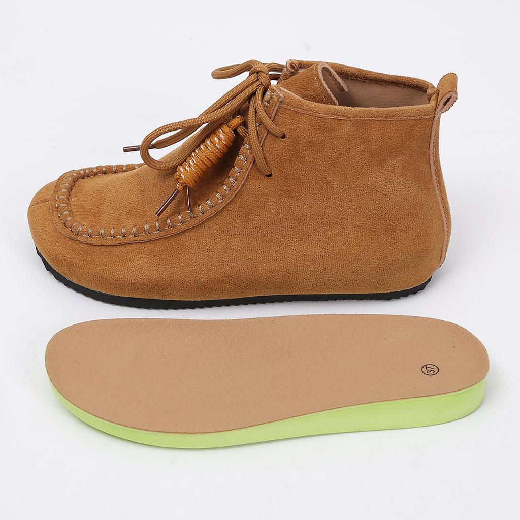 Damen Wildleder Kurzstiefel Herbst Winter Neu Weiche Sohle Leichte Bequeme Stiefeletten Mode Kreuzgebunden Rutschfest Freizeit Flachschuhe
