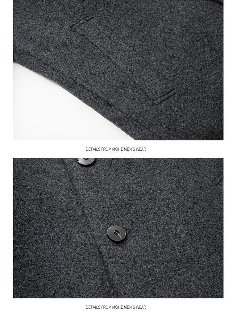 Herren Mittellanger Doppelseitiger Kaschmirwollmantel - Herbst/Winter Verdickter Papas Leichter Business-Übermantel