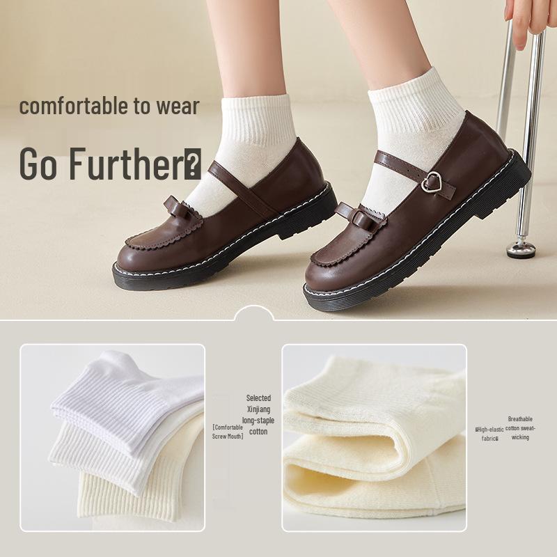 Meias Finas de Algodão Respirável de Cano Baixo para Verão para Mulheres Brancas