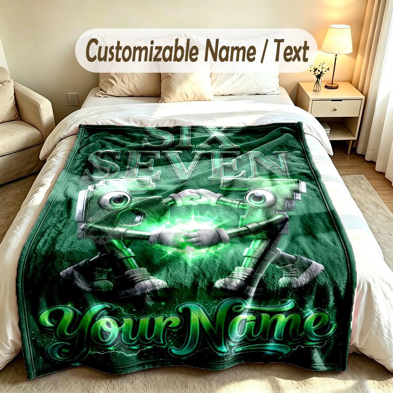 Neon Theme Custom Blanket Personalized Name & Text Customized Soft Warm Throw Blanket Home Decor