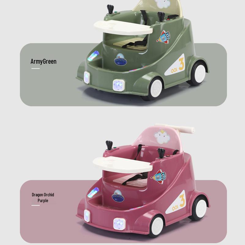 Kids' Electric 4-Wheel Drift Car with Dining Tray: Forward, Backward, Rotate - Indoor Toy with Free Shipping