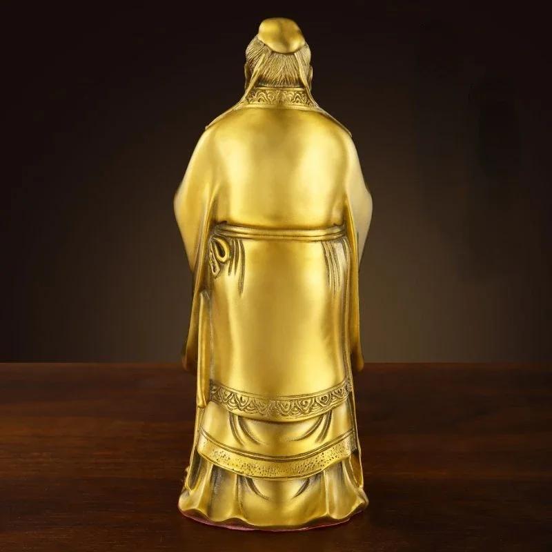 Copper Chinese People Confucius Statue Study Ornaments Furniture Decor Ornaments