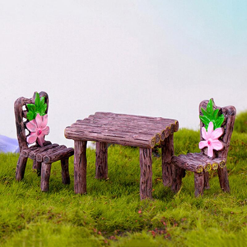3 Stück/Set Tisch Stuhl Handwerk Mini Miniatur Figur Gartendekor Mikrolandschaft